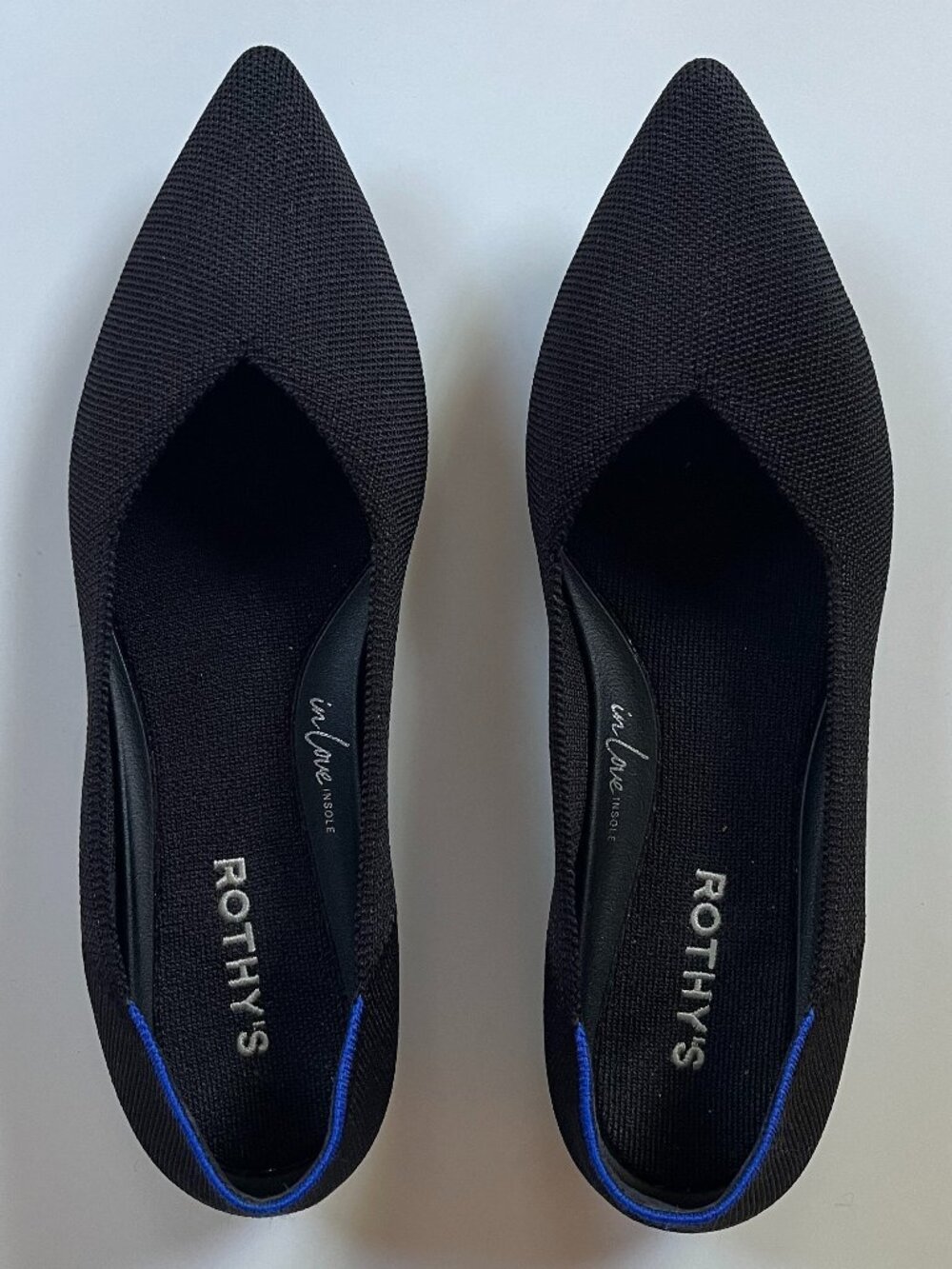 Rothy’s Point II Flats – Size 10, Black, Worn Once Inside